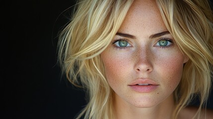 Naklejka premium Blonde woman portrait, close-up
