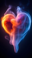 Obraz premium Heart shaped smoke, vibrant colors, abstract art