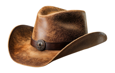 leather cowboy hat isolated on white