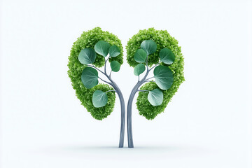 Kidney shape made of small leaves, promoting healthy lifestyle and awareness