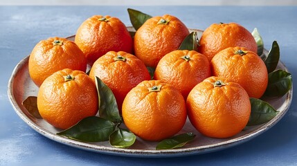 Juicy Mandarin Oranges on Rustic Plate Still Life Photography