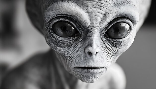 A close up detailed image of an alien creature face