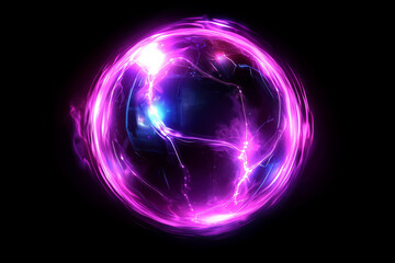 Obraz premium Abstract digital sphere emitting waves of technological energy, luminous cybernetic elements, neon color scheme, futuristic sci-fi atmosphere, ultra-HD, photorealistic.