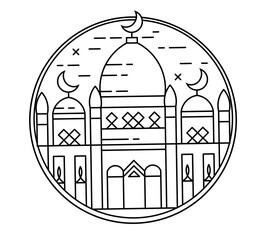 Ramadan Kareem background in line art style. Modern Islamic greeting card template and wallpaper design. Poster and. Poster and media banner vector illustration.