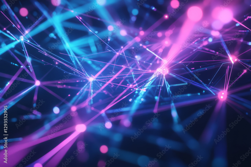 Canvas Prints a futuristic technology background featuring a vast digital network of glowing interconnected nodes,