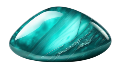Polished turquoise gemstone isolated on white background cutout