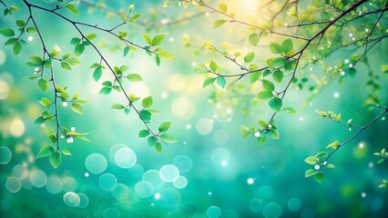 Obraz premium Fresh Green Leaves With Sunlight and Soft Bokeh Background