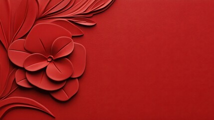 Red background with suede texture and floral pattern