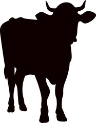 silhouette of a cow on a white background, vector