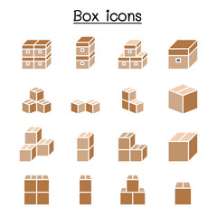 Box icon set in thin line style