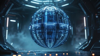 Colorful abstract 3D shapes form a captivating background filled with glowing elements and intricate designs. This vibrant arrangement evokes a sense of technological advancement and creativity