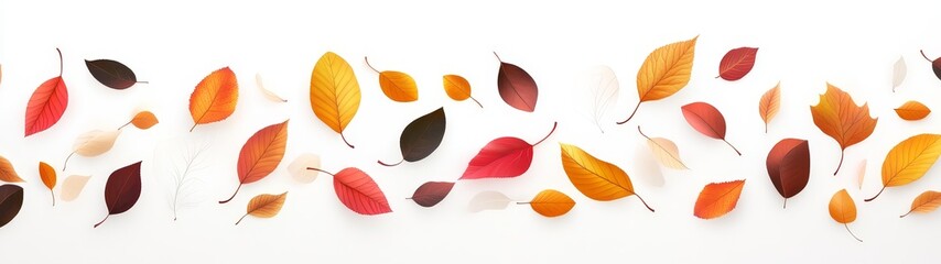 Obraz premium Colorful Autumn Leaves on White Background for Seasonal Decor
