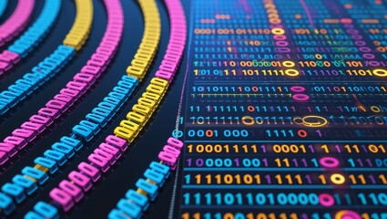 Colorful Binary Code and Digital Data Flow Representation