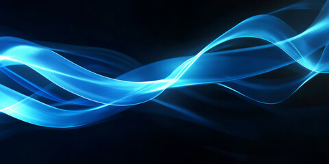 Obraz premium A sleek and dynamic abstract background featuring luminous, pulsating neon ribbons, seamlessly intertwining in a futuristic cybernetic vortex. The glowing digital fluidity and high-tech motion evoke