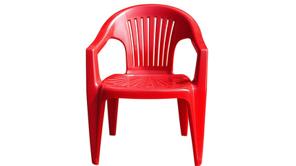 Fototapeta premium Red Plastic Chair Isolated Background Simple Design 3d art isolated on transparent background