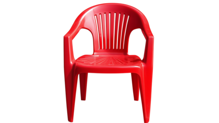 Red Plastic Chair Isolated Background Simple Design 3d art isolated on transparent background