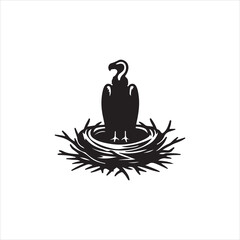 bird nest silhouette of a woman meditating