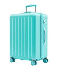 Modern Teal Rolling Suitcase Against on transparent background 