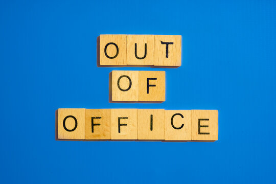 Out of office on blue background