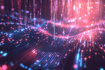 Futuristic representation of quantum computing, with glowing 3D-rendered qubits, cybernetic energy waves, and a dynamic abstract backdrop. The design features deep-space elements, neon holographic