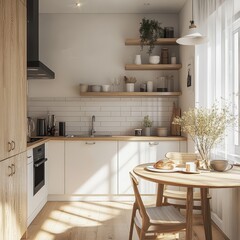 Modern and stylish kitchen with nice home interiors inside of a room