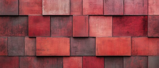 Fototapeta premium Striking red wall composed of red brick creating a dramatic and bold visual statement in indoor or outdoor settings