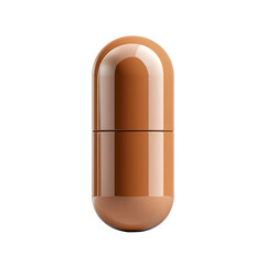 Smooth and shiny brown capsule with reflective surface and minimal design
