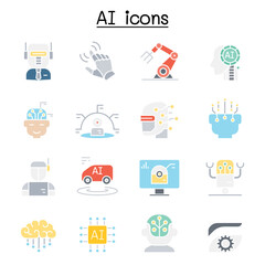 AI , Artificial intelligence icon set in thin line style