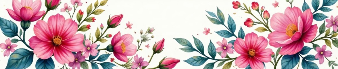Vibrant watercolor floral arrangement and intricate paisley pattern blending together beautifully, arrangement, design