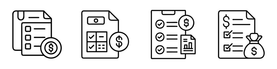 budget plan icon, budget plan line art - simple line art of budget plan, perfect for budget plan logos and icons