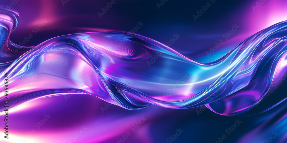Wall mural a sleek and elegant abstract background featuring layered translucent waves of iridescent light. the