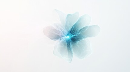 Ethereal Flower with Fine Lines and Soft Blue Tones on White Background