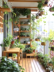 An indoor and outdoor balcony garden with plants