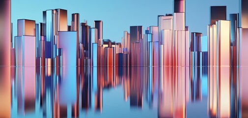 Obraz premium A floating island of neon data, shifting and evolving into surreal abstract structures made of pure cybernetic thought