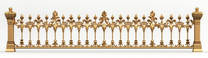 Ornate Golden Fence with Decorative Design and Intricate Patterns