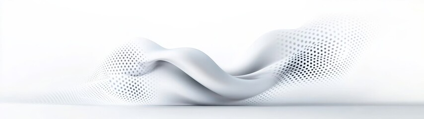 Fototapeta premium Abstract White Wave Shape with Dots on a Light Background