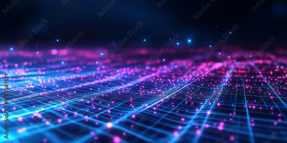 Canvas Prints a futuristic abstract background featuring softly pulsating holographic light waves, seamlessly blen