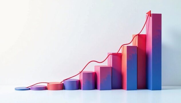 Concept of social media success with bar graph chart showing growth and achievement, business, statistics