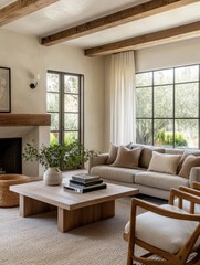 This living room features a neutral colored living area and furniture