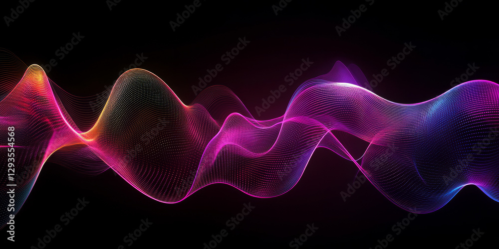 Canvas Prints a futuristic abstract background with sleek, iridescent light trails curving through an infinite dig