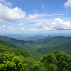 Naklejka premium mountain landscape with clouds
