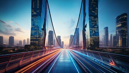 Fototapeta premium cyberpunk city with bustling streets and towering neon