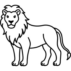 A lion with a ridiculously tiny mane line art vector illustration 