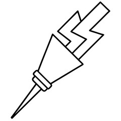 A lightning bolt forming the shape of a power plug line art vector illustration 