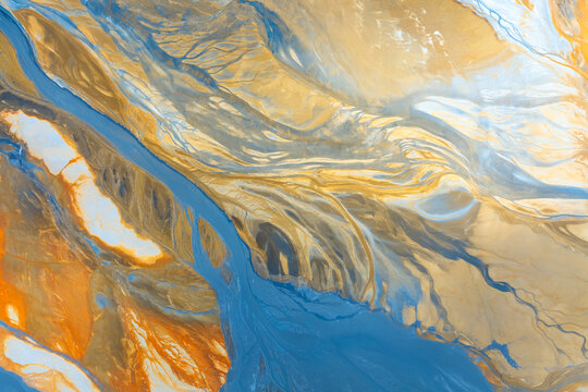Abstract aerial landscape in vibrant multicolour tones