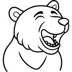 A bear laughing with tears streaming down it's face  line art vector illustration 