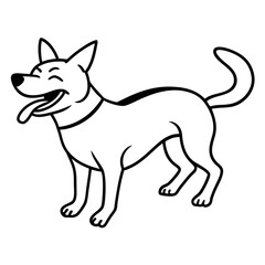 A dog laughing so hard it falls over line art vector illustration 