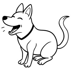 A dog laughing so hard it falls over line art vector illustration 