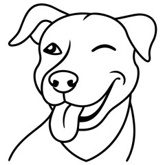 A dog winking with one eyebrow raised line art vector illustration 