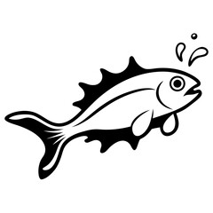 A fish forming from a splash of ink line art vector illustration 